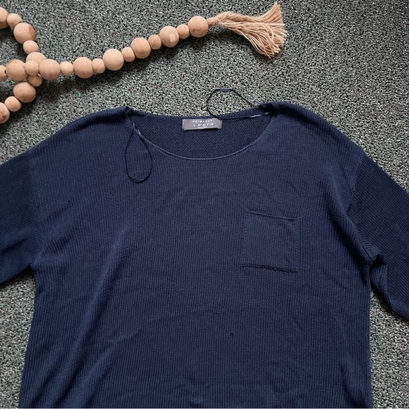 PRIMARK Navy Blue Boatneck Loose Knit Sweater Oversized Relaxed Drappy Shirt L - Picture 5 of 16
